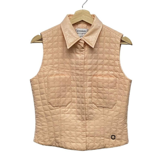 Chanel Vest Size 42 L Ladies P15427 Pink Beige Quilted