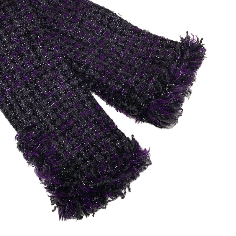 Chanel Skirt Suit Size 38 M Women's P22333 Dark Gray/purple/black Lame/tweed