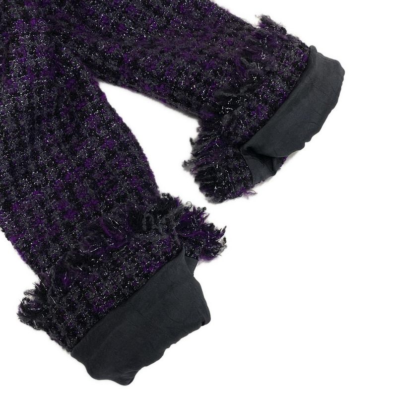 Chanel Skirt Suit Size 38 M Women's P22333 Dark Gray/purple/black Lame/tweed