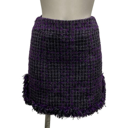 Chanel Skirt Suit Size 38 M Women's P22333 Dark Gray/purple/black Lame/tweed