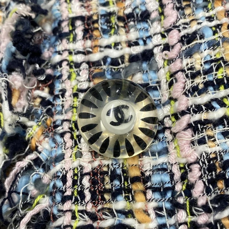 Chanel Jacket Size 38 M Women's P23159 Light Pink X Navy X Multi Long Sleeves /