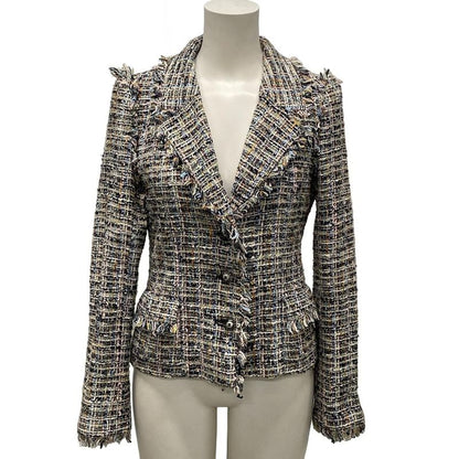 Chanel Jacket Size 38 M Women's P23159 Light Pink X Navy X Multi Long Sleeves /