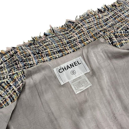 Chanel Jacket Size 38 M Women's P23159 Light Pink X Navy X Multi Long Sleeves /