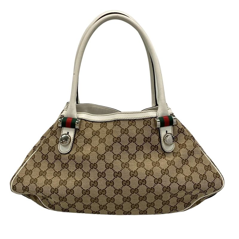 Gucci Tote Bag Matchball/gg Pattern 232971 Beige/brown/white Leather