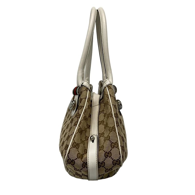 Gucci Tote Bag Matchball/gg Pattern 232971 Beige/brown/white Leather