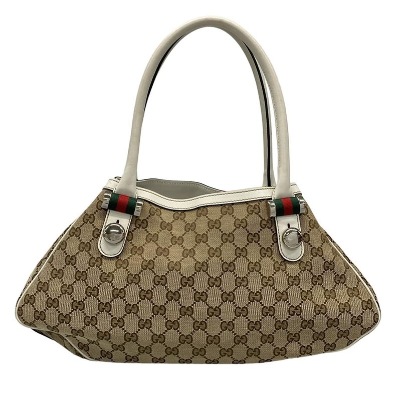 Gucci Tote Bag Matchball/gg Pattern 232971 Beige/brown/white Leather