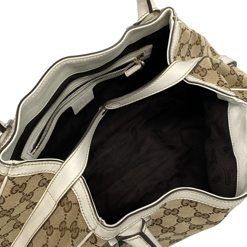 Gucci Tote Bag Matchball/gg Pattern 232971 Beige/brown/white Leather