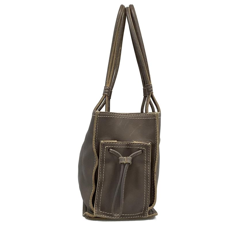 Loewe Tote Bag Shopper Tote Gray Perforated Leather