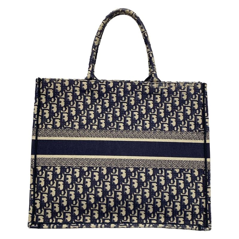 Dior/christian Dior Tote Bag Book Tote Large Bag Ivory X Navy