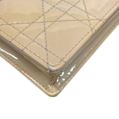 Dior/christian Dior Wallet Lady Dior Pouch Pink Beige Chain Wallet Leather