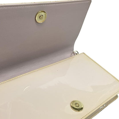 Dior/christian Dior Wallet Lady Dior Pouch Pink Beige Chain Wallet Leather