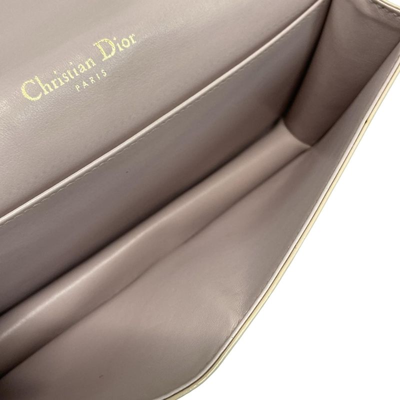 Dior/christian Dior Wallet Lady Dior Pouch Pink Beige Chain Wallet Leather