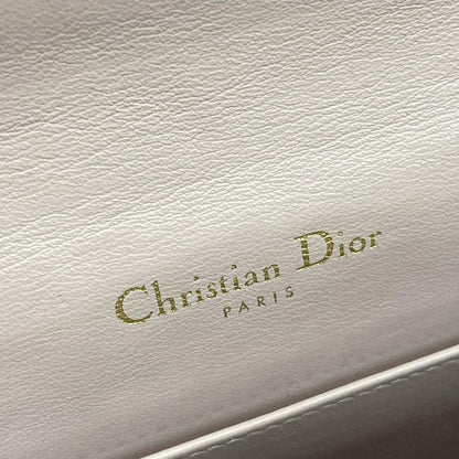 Dior/christian Dior Wallet Lady Dior Pouch Pink Beige Chain Wallet Leather