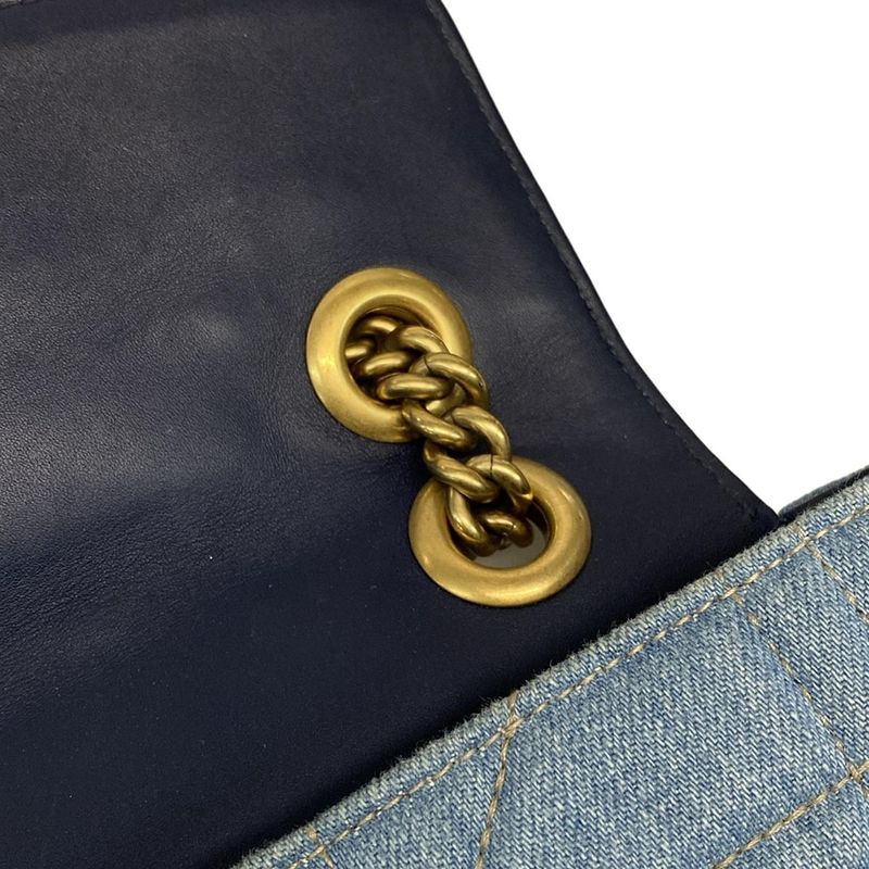 Gucci Shoulder Bag GG Marmont Quilted Small Shoulder Bag 443497 Blue Chain