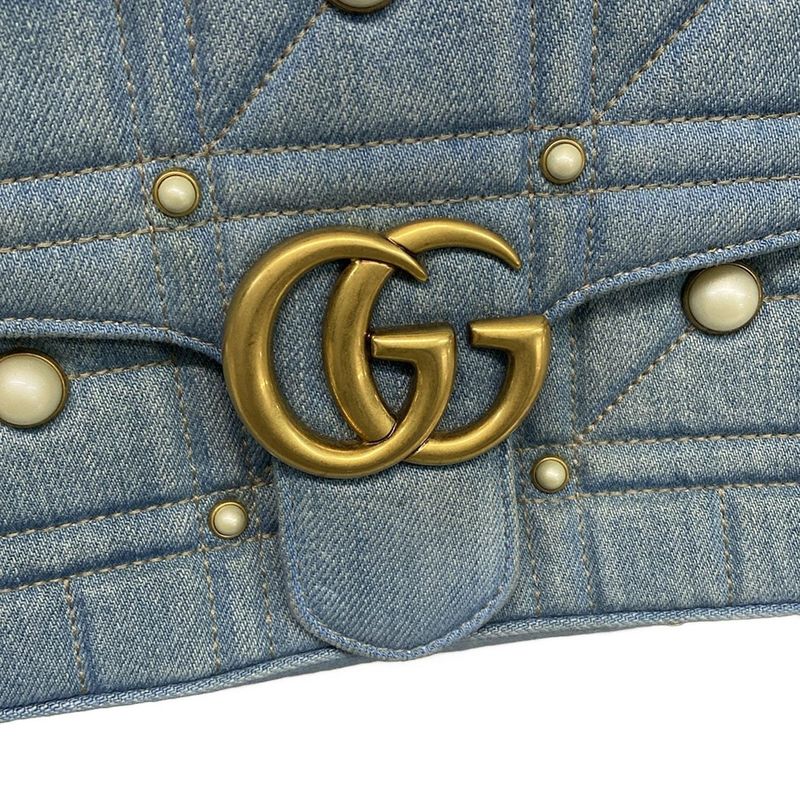 Gucci Shoulder Bag GG Marmont Quilted Small Shoulder Bag 443497 Blue Chain