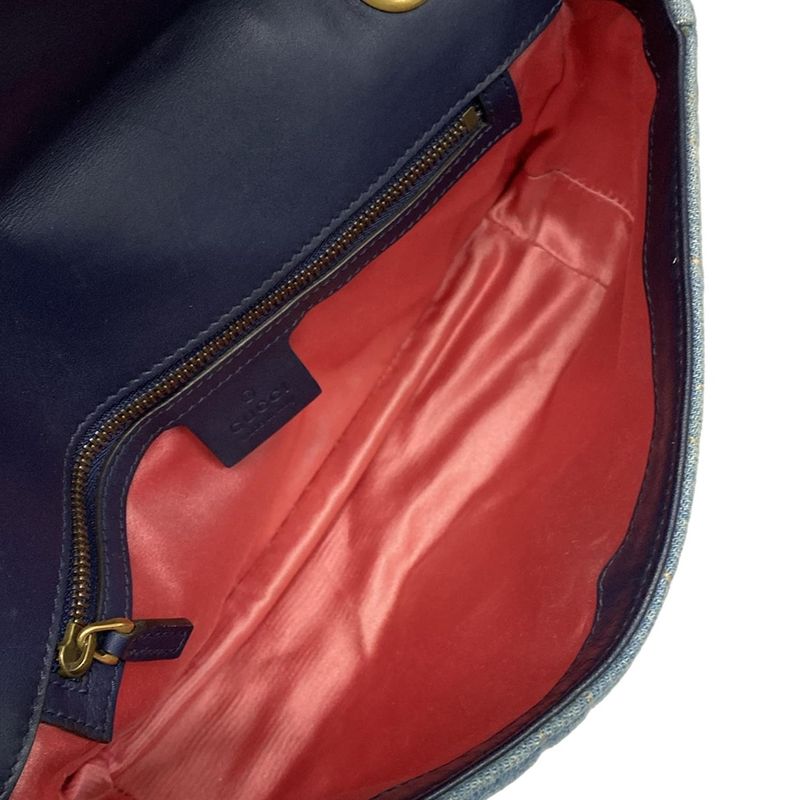 Gucci Shoulder Bag GG Marmont Quilted Small Shoulder Bag 443497 Blue Chain