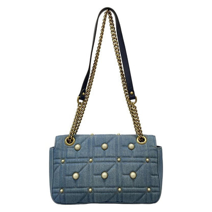 Gucci Shoulder Bag GG Marmont Quilted Small Shoulder Bag 443497 Blue Chain