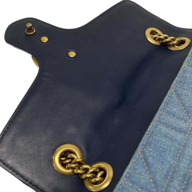 Gucci Shoulder Bag GG Marmont Quilted Small Shoulder Bag 443497 Blue Chain