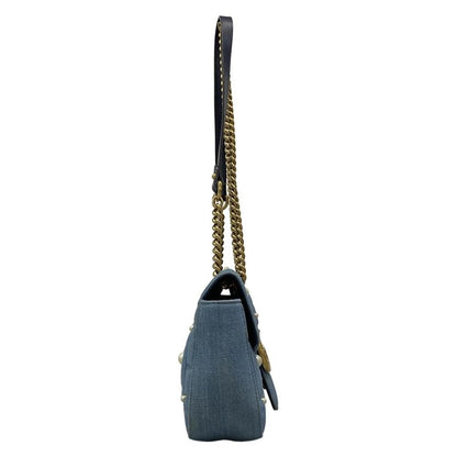 Gucci Shoulder Bag GG Marmont Quilted Small Shoulder Bag 443497 Blue Chain