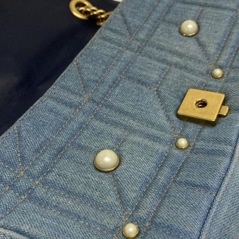 Gucci Shoulder Bag GG Marmont Quilted Small Shoulder Bag 443497 Blue Chain