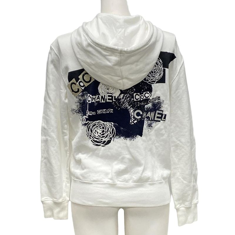 Chanel Hoodie Size XS Women - P63299 White And Black Long Sleeves / Sequins /