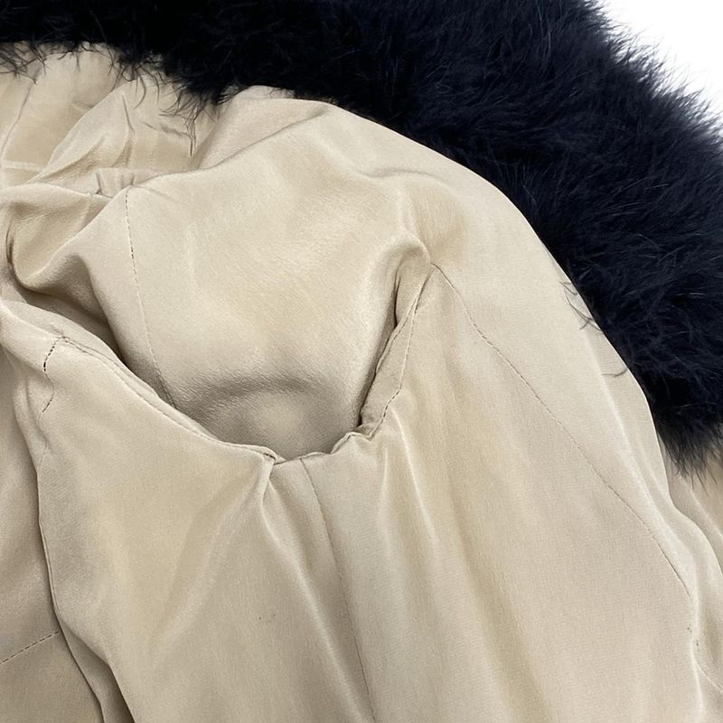 Chanel Coat Size 40 M Women - P16680 Ivory And Black Long Length/fur/zip