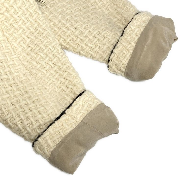 Chanel Coat Size 40 M Women - P16680 Ivory And Black Long Length/fur/zip