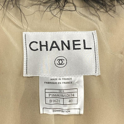 Chanel Coat Size 40 M Women - P16680 Ivory And Black Long Length/fur/zip