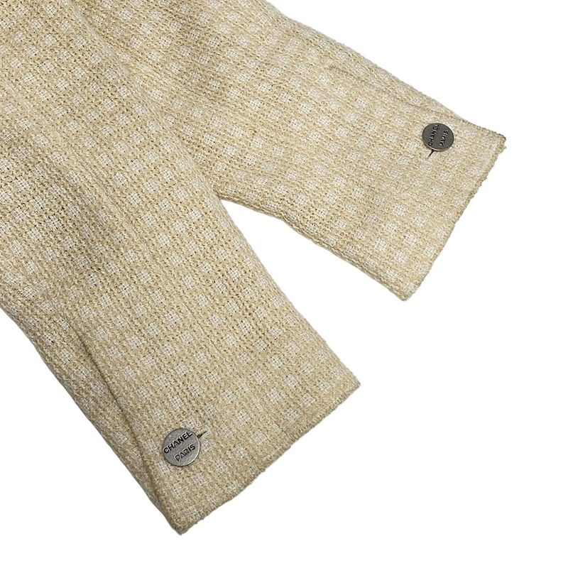 Chanel Jacket Size 38 M Women - P14905 Ivory And Beige Long Sleeves / Checkered