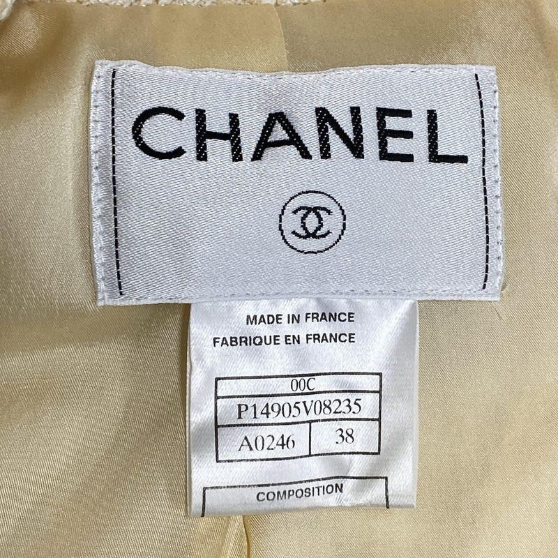Chanel Jacket Size 38 M Women - P14905 Ivory And Beige Long Sleeves / Checkered