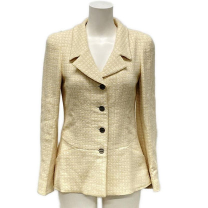 Chanel Jacket Size 38 M Women - P14905 Ivory And Beige Long Sleeves / Checkered