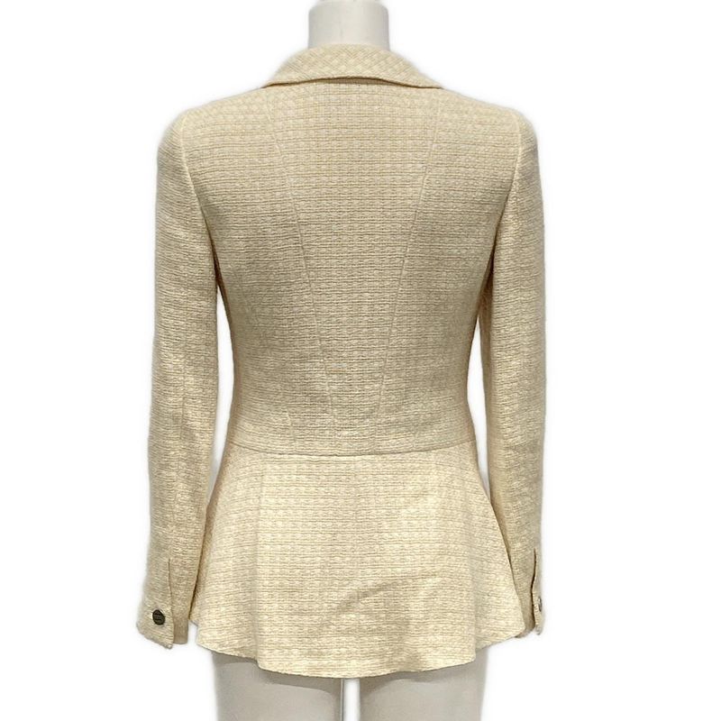 Chanel Jacket Size 38 M Women - P14905 Ivory And Beige Long Sleeves / Checkered