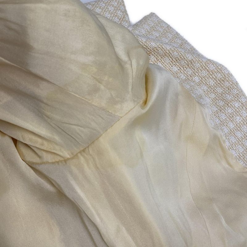 Chanel Jacket Size 38 M Women - P14905 Ivory And Beige Long Sleeves / Checkered