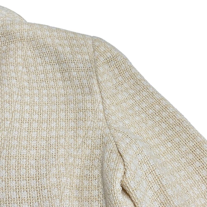 Chanel Jacket Size 38 M Women - P14905 Ivory And Beige Long Sleeves / Checkered