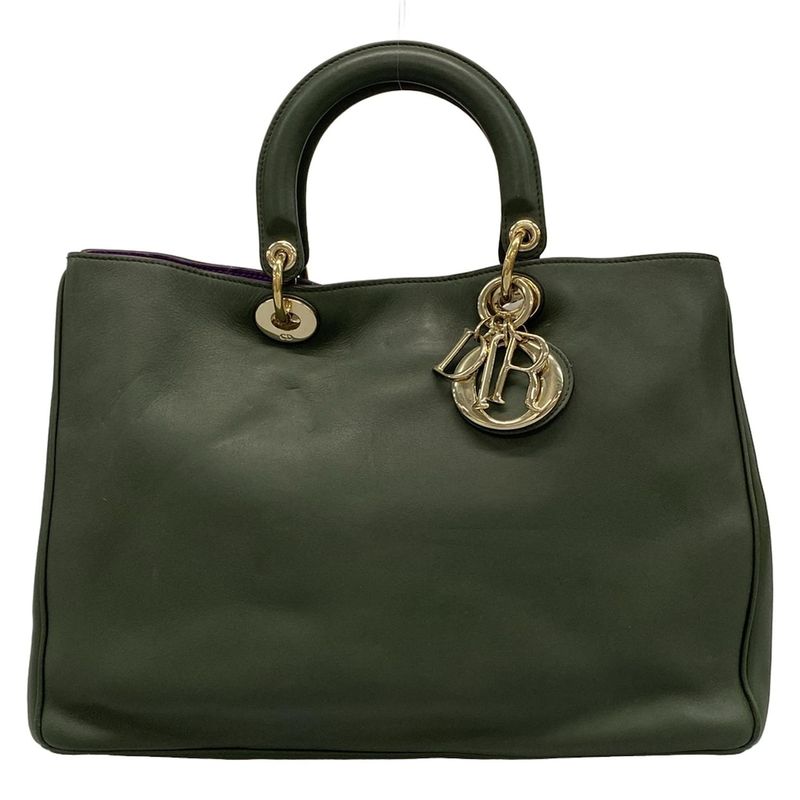 Dior/christian Dior Tote Bag Diorissimo Green Leather