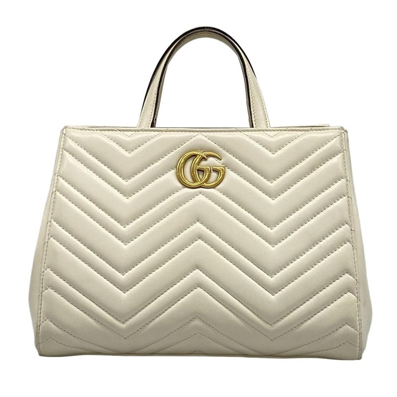 Gucci Handbag GG Marmont 448054 Ivory Leather