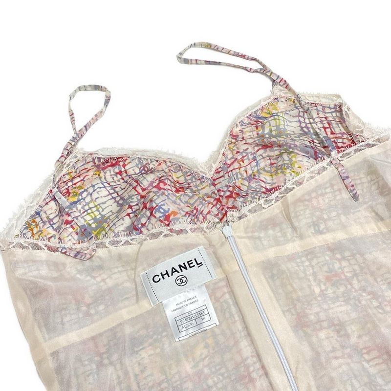 Chanel Dress Size 38 M Women - P24924 Light Pink X Light Gray X Multi