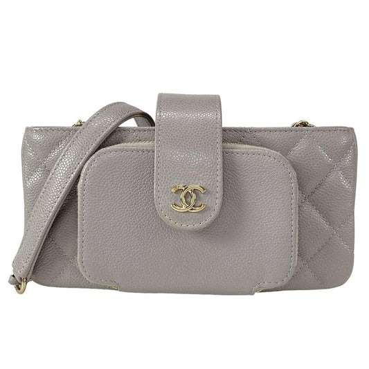 Chanel Wallet Matelasse Ap2916 Light Gray Chain Wallet/gold Hardware / Phone