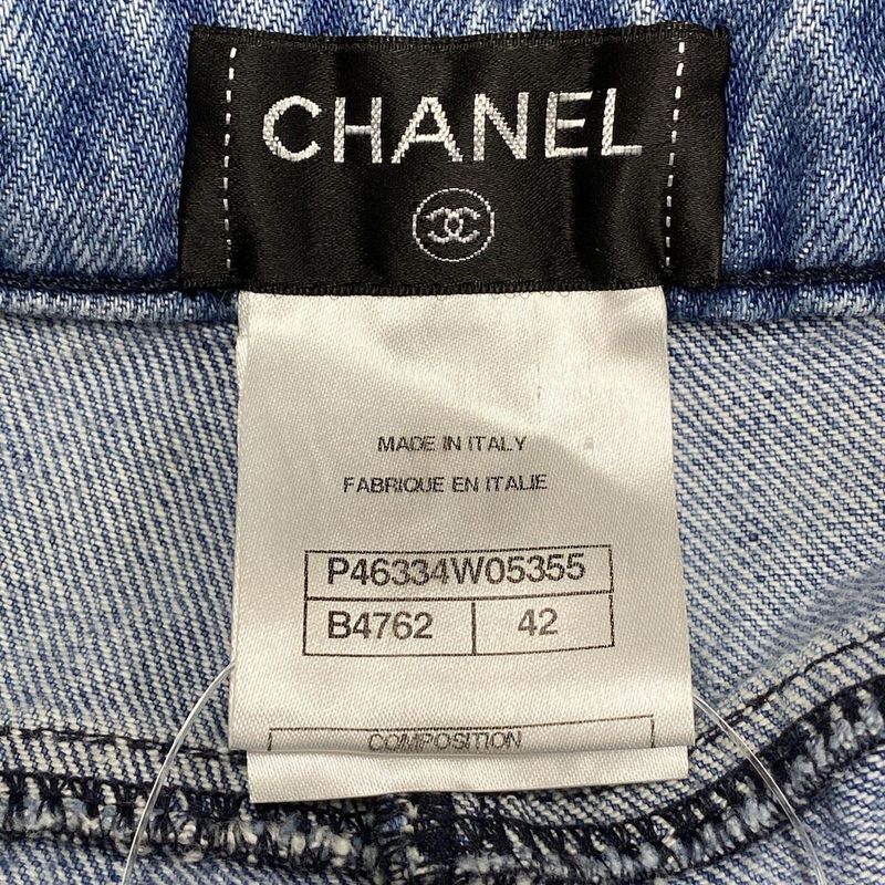 Chanel Jeans Size 42 L Women's P46334 Blue X Dark Green X Multi Checked