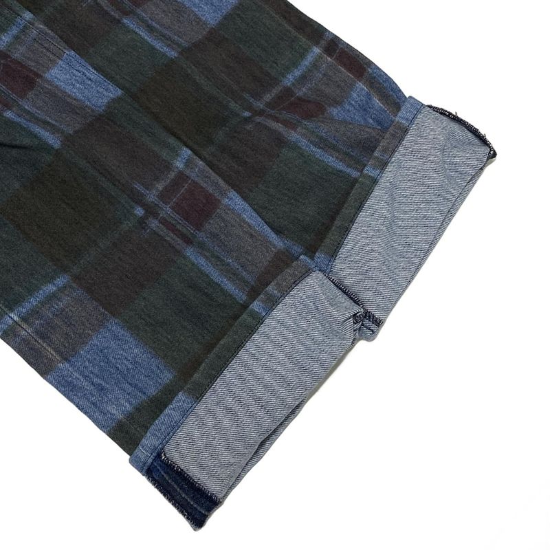 Chanel Jeans Size 42 L Women's P46334 Blue X Dark Green X Multi Checked