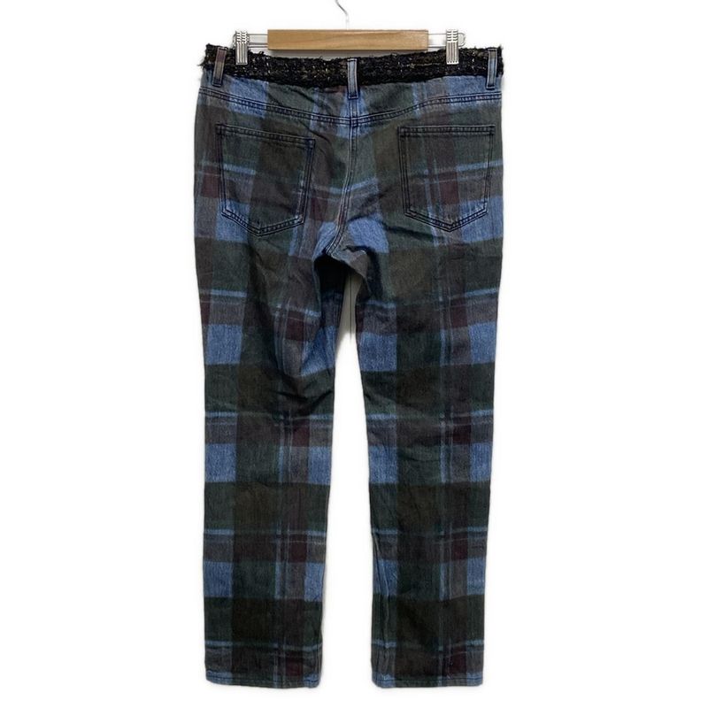 Chanel Jeans Size 42 L Women's P46334 Blue X Dark Green X Multi Checked