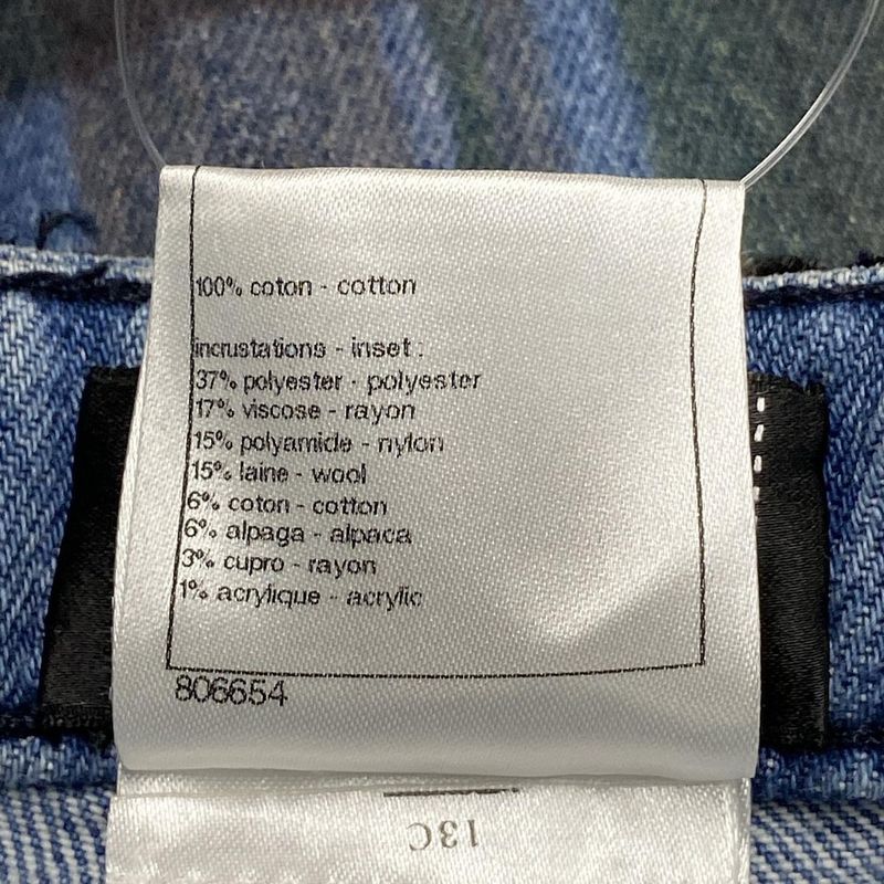 Chanel Jeans Size 42 L Women's P46334 Blue X Dark Green X Multi Checked