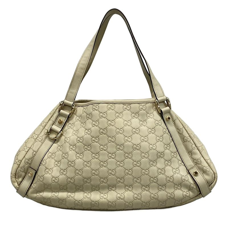 Gucci Tote Bag Abby Stripe Line 130736 Gray Beige Leather