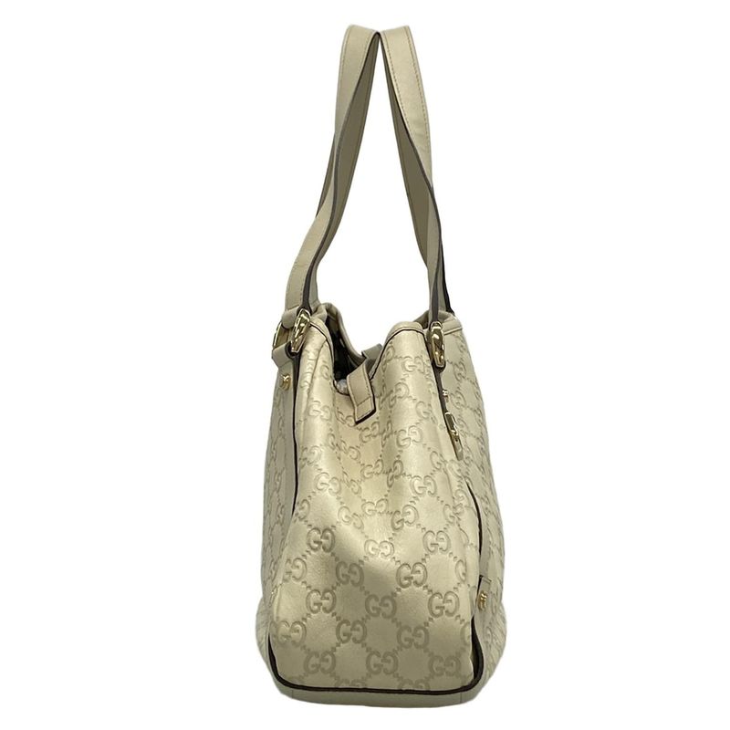 Gucci Tote Bag Abby Stripe Line 130736 Gray Beige Leather