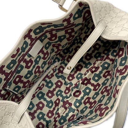 Gucci Tote Bag Abby Stripe Line 130736 Gray Beige Leather