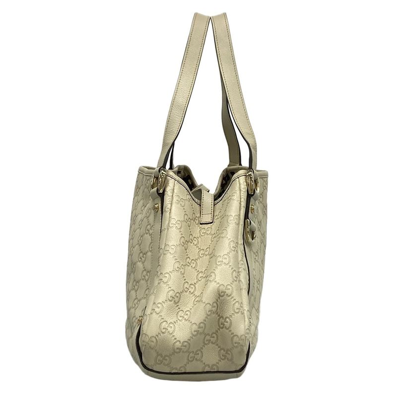 Gucci Tote Bag Abby Stripe Line 130736 Gray Beige Leather