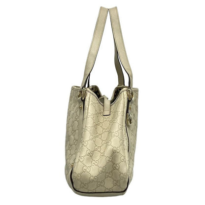 Gucci Tote Bag Abby Stripe Line 130736 Gray Beige Leather