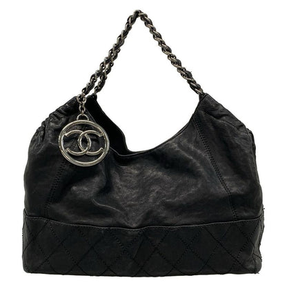 Chanel Tote Bag Coco Cabas Su PM Black Silver Hardware / Chain Shoulder Leather