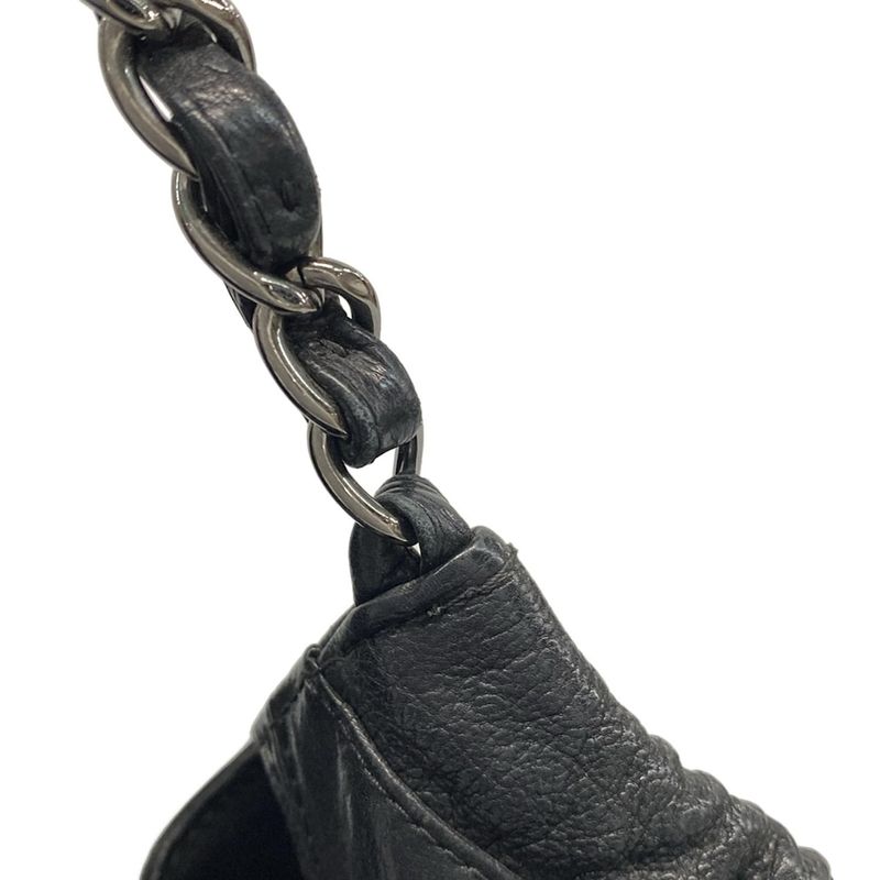 Chanel Tote Bag Coco Cabas Su PM Black Silver Hardware / Chain Shoulder Leather