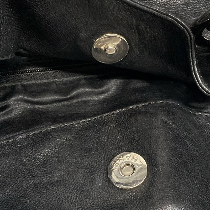 Chanel Tote Bag Coco Cabas Su PM Black Silver Hardware / Chain Shoulder Leather